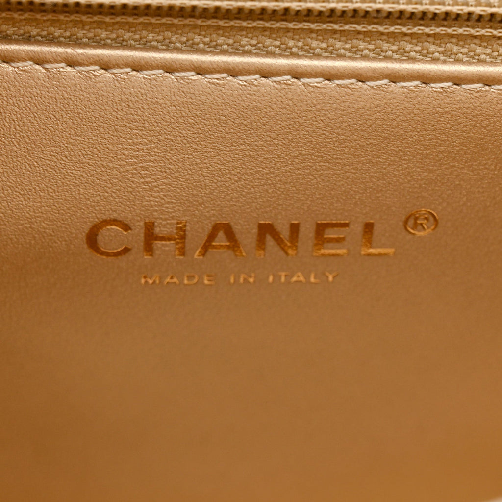 Chanel Lambskin Quilted La Parisienne Top Handle Flap White