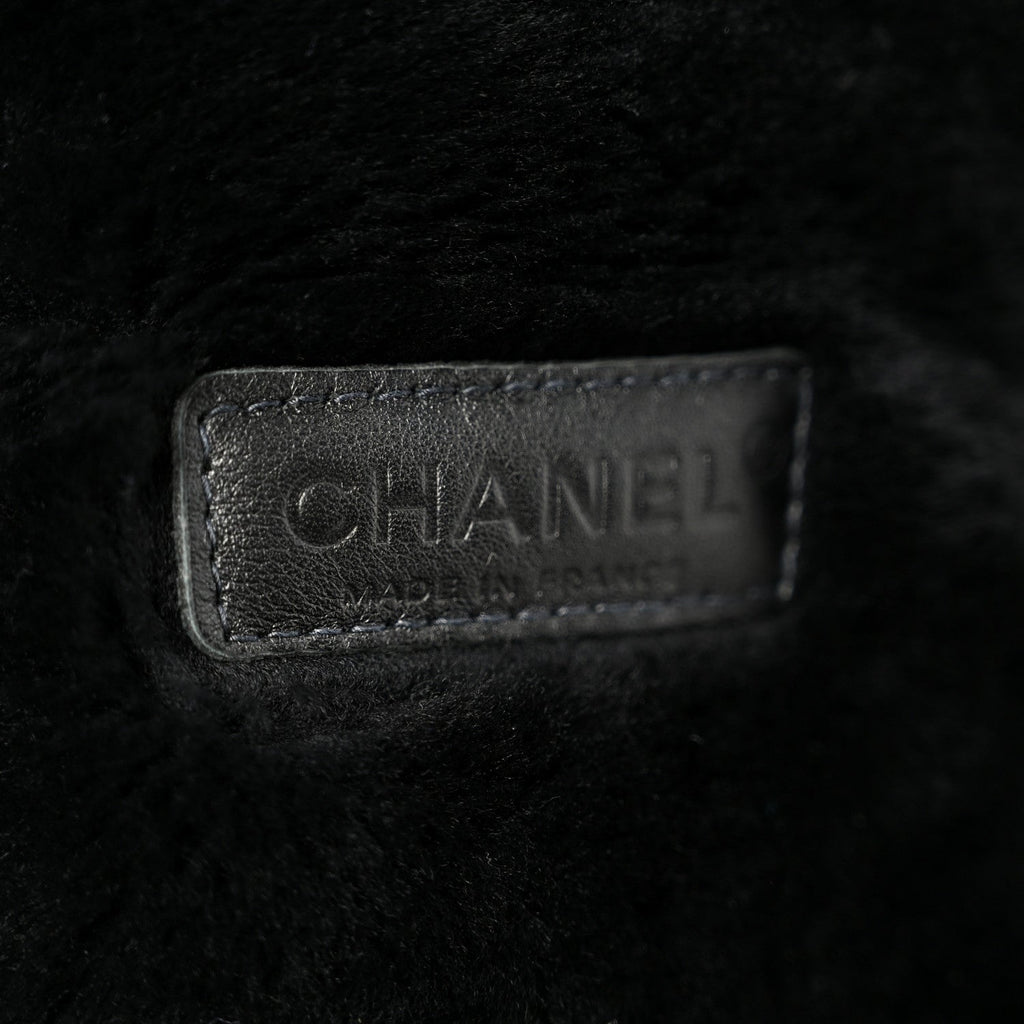Chanel Shearling Quilted Medium Single Flap Black