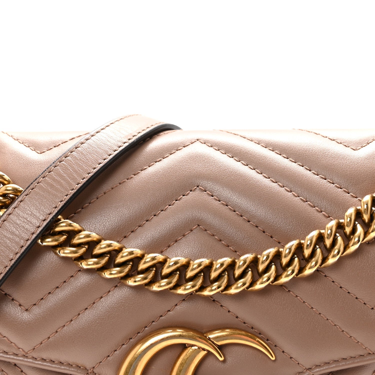 Gucci Calfskin Matelasse Small GG Marmont Shoulder Bag Porcelain Rose
