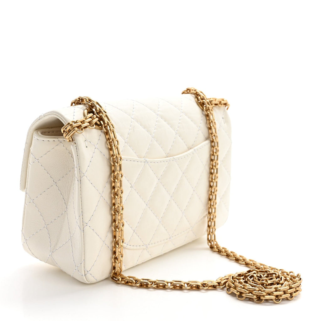 Chanel Aged Calfskin Quilted 2.55 Reissue Mini Flap White