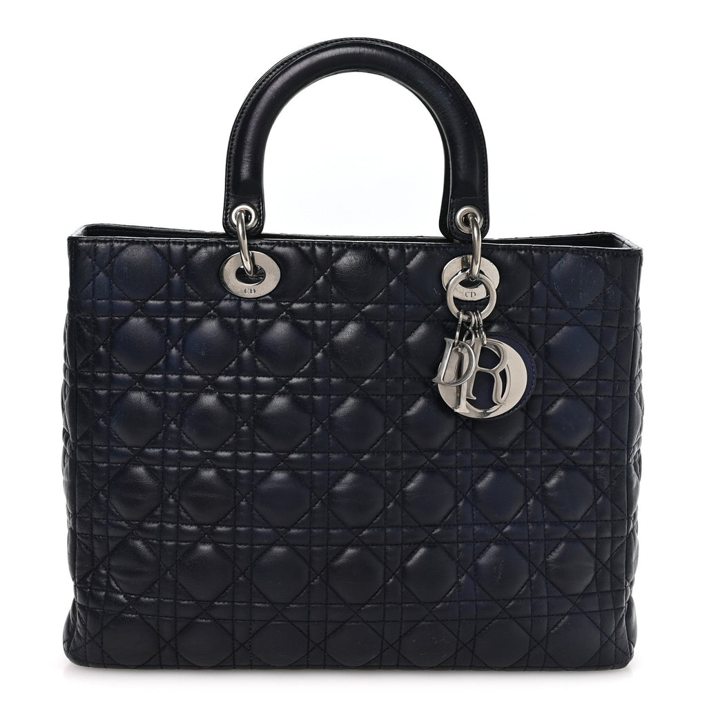 Christian Dior Lambskin Cannage Large Lady Dior Royal Blue