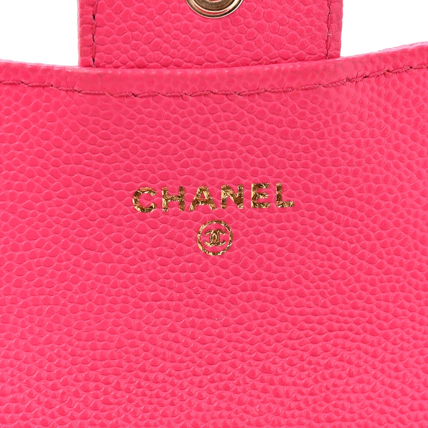 Caviar Quilted Flap Card Holder Wallet Fuchsia