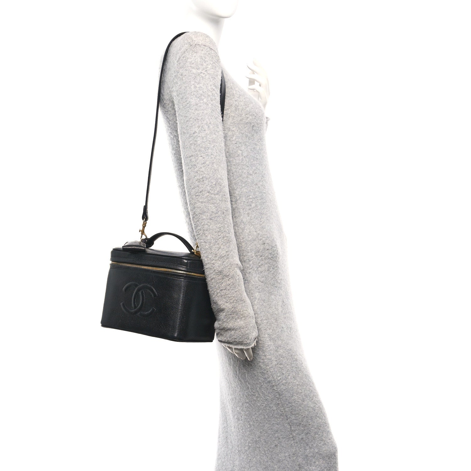 Chanel Caviar CC Vanity Train Case Black