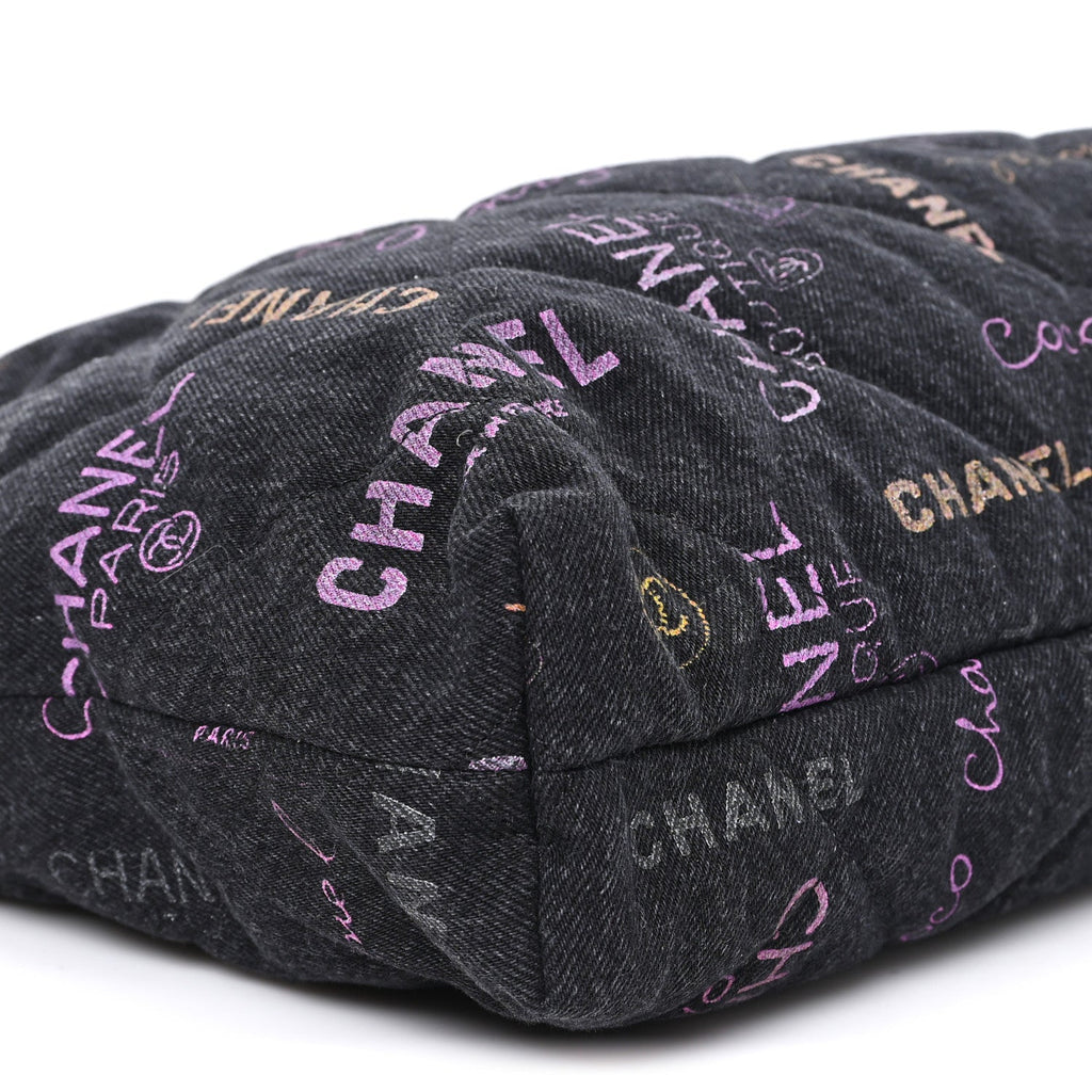 Chanel Denim Quilted Denim Mood Maxi Shopping Bag Black Multicolor
