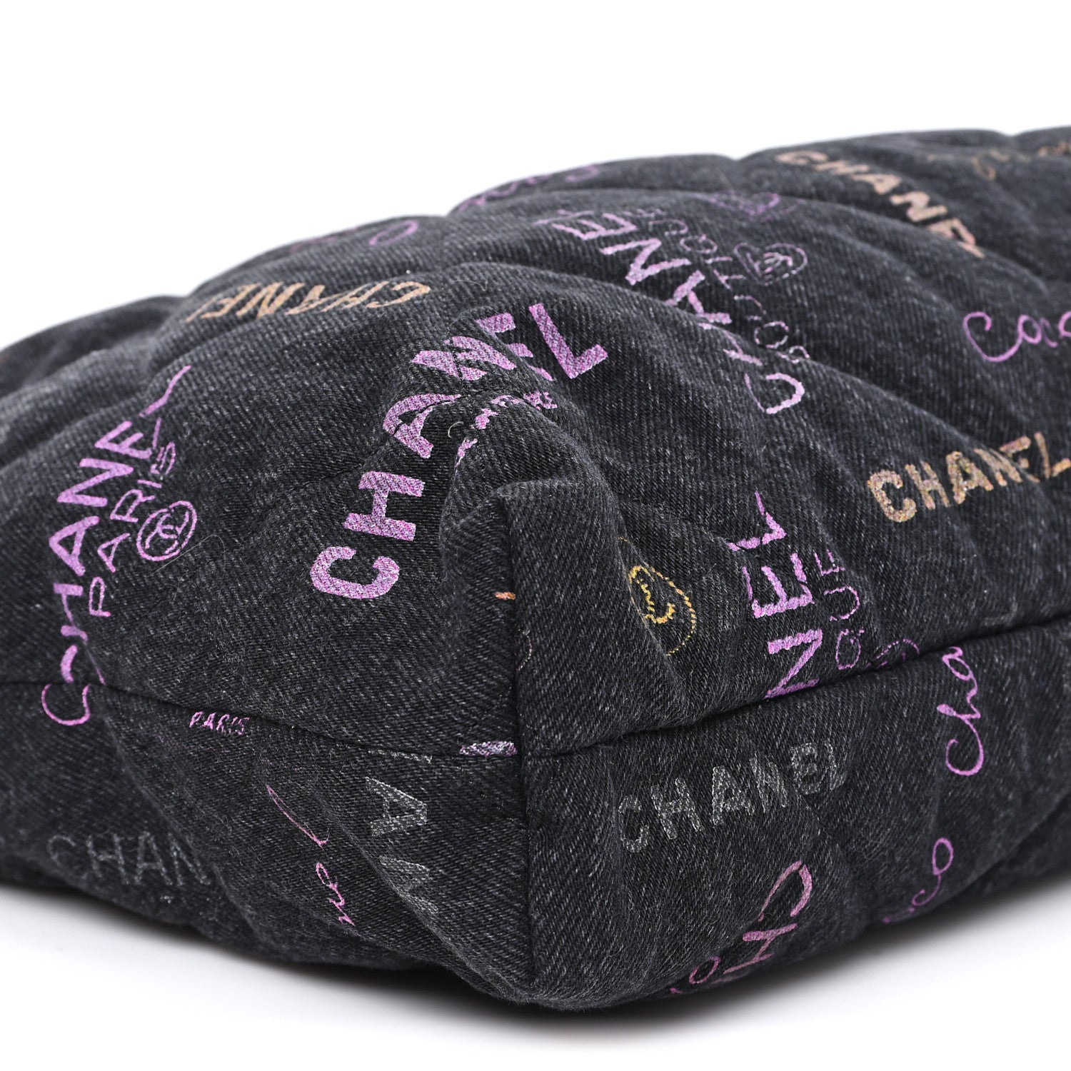 Chanel Denim Quilted Denim Mood Maxi Shopping Bag Black Multicolor
