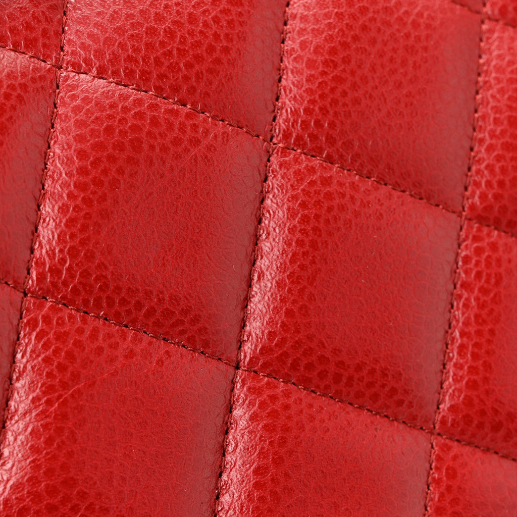 Chanel Caviar Quilted Jumbo Double Flap Dark Red