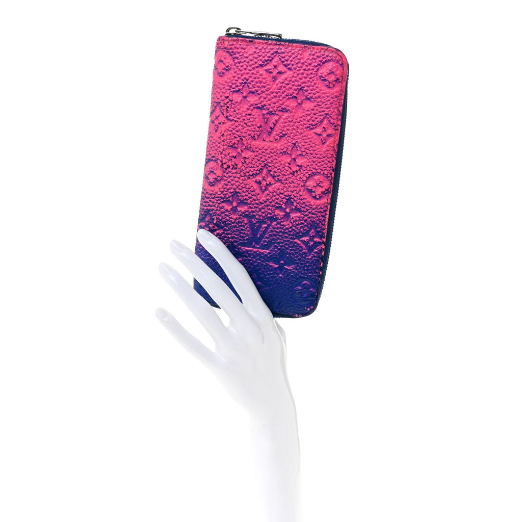 Louis Vuitton Taurillon Illusion Zippy Vertical Wallet Bleu Rose