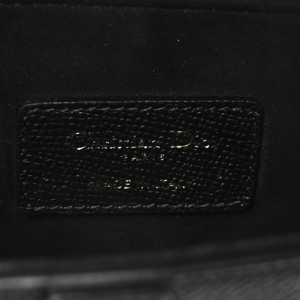 Christian Dior Grained Calfskin Mini Saddle Bag With Strap Black