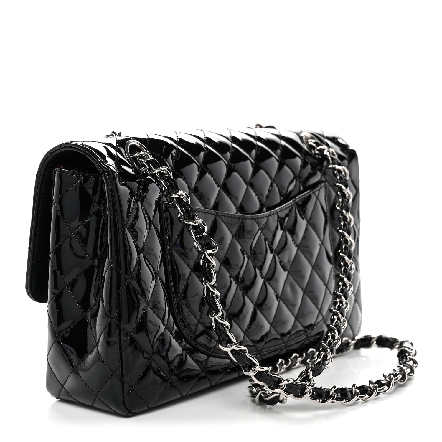Chanel Patent Quilted Secret Label Medium Flap Black