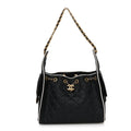 Chanel Braided Raffia Calfskin Small Chanel 25 Handbag Black White