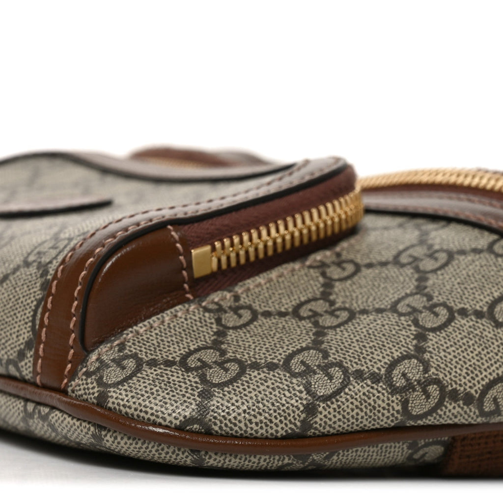 Gucci GG Supreme Monogram Textured Calfskin Retro Interlocking G Belt Bag Beige Ebony Brown Sugar