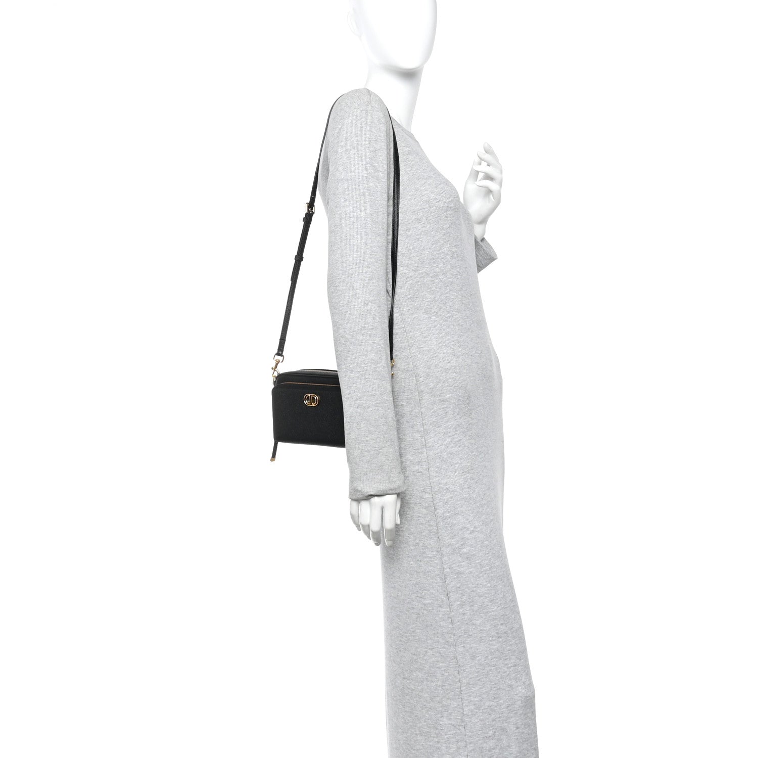 Christian Dior Grained Calfskin Caro Double Pouch Black