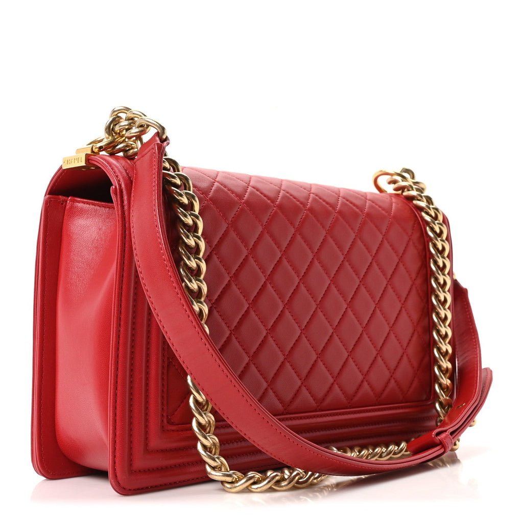 Chanel Lambskin Quilted New Medium Boy Flap Red