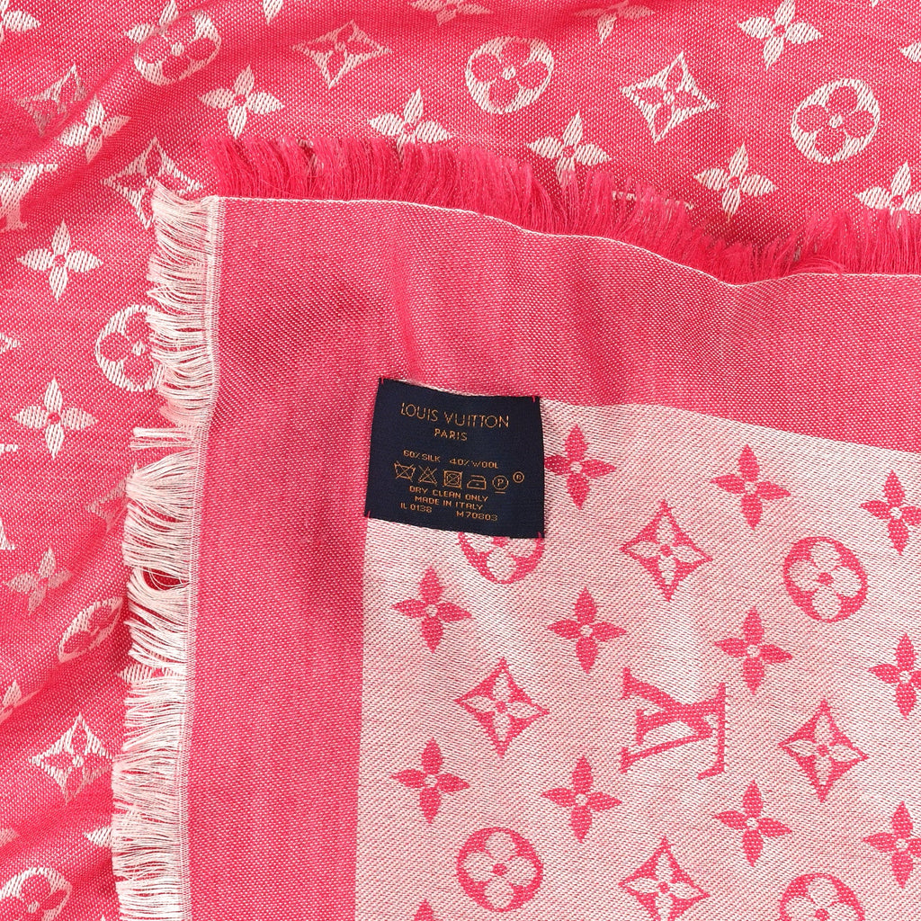 Louis Vuitton Wool Silk Monogram Denim Shawl Pivoine