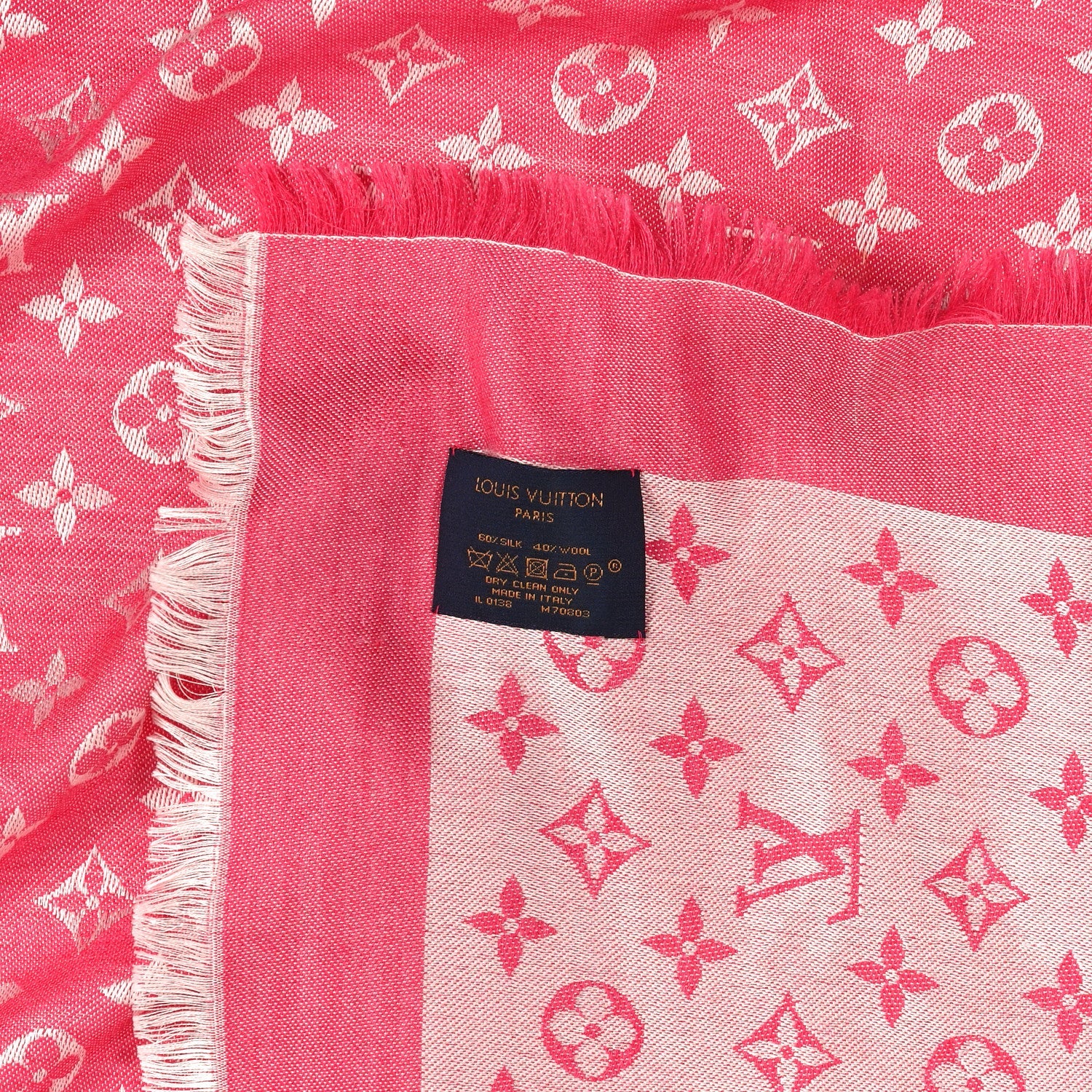 Louis Vuitton Wool Silk Monogram Denim Shawl Pivoine