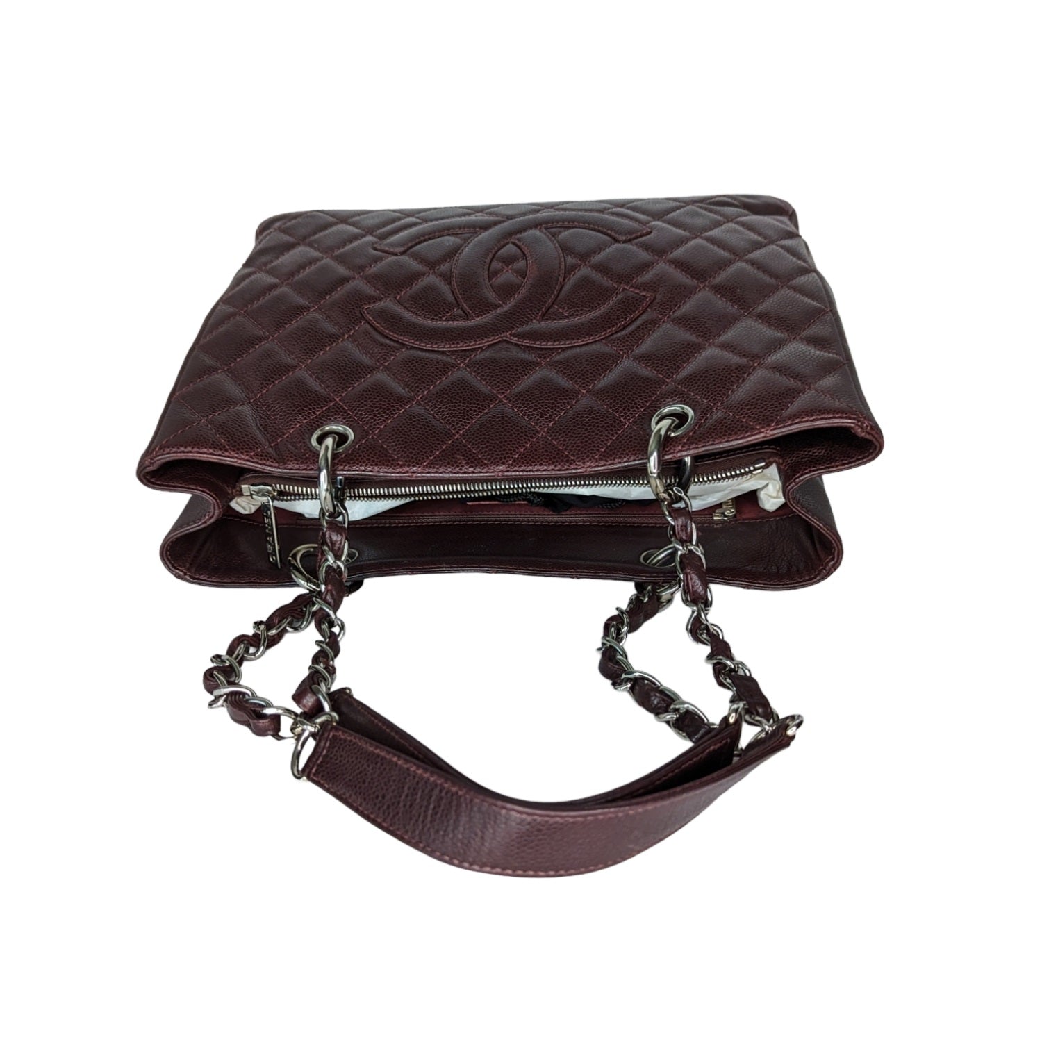 Chanel bag Burgundy Quilted Caviar Grand Shopping Tote GST