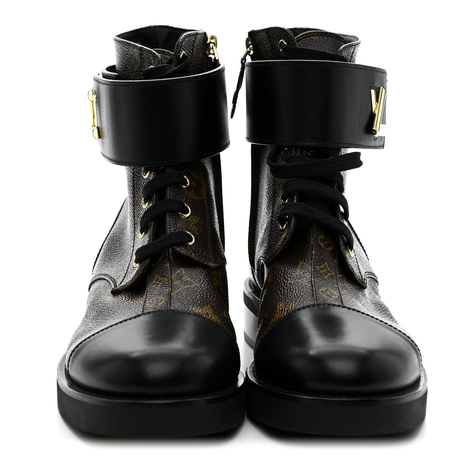 Louis Vuitton Calfskin Monogram Wonderland Flat Ranger Boots 39 Black