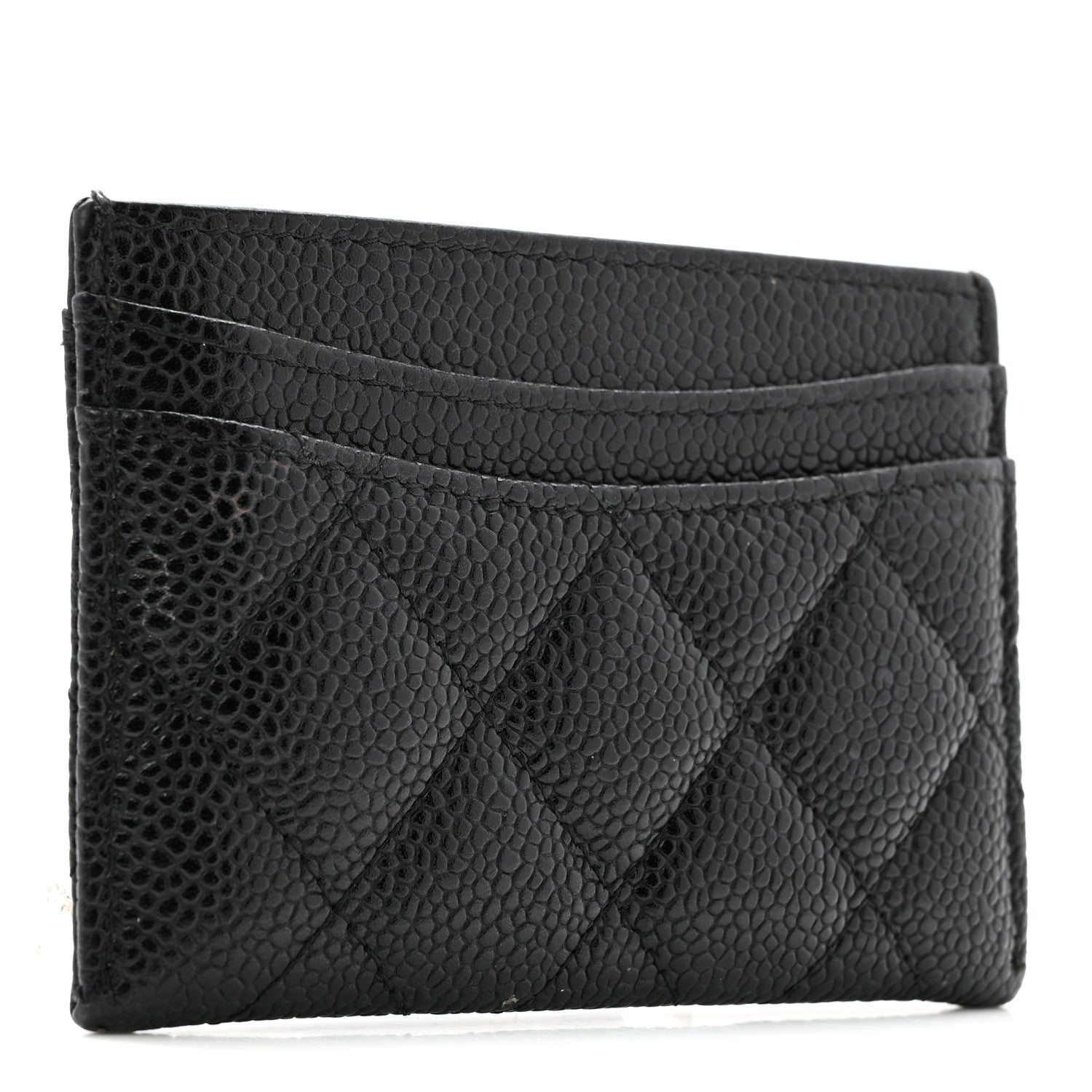 Caviar Quilted Card Holder Black