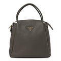 Prada Vitello Daino Soft Medium Zippered Top Handle Bag Bambu