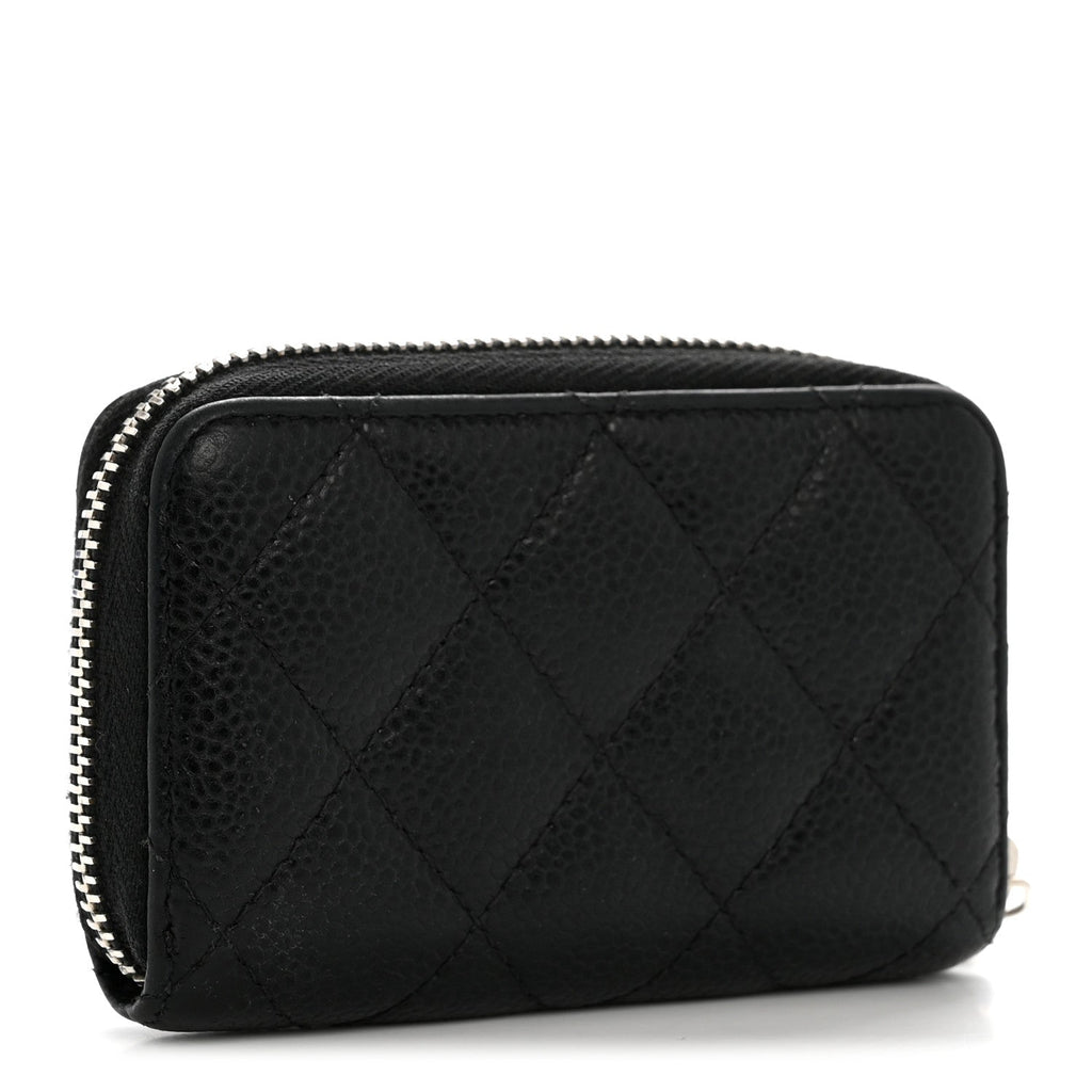 Caviar Quilted Zip Coin Purse Black