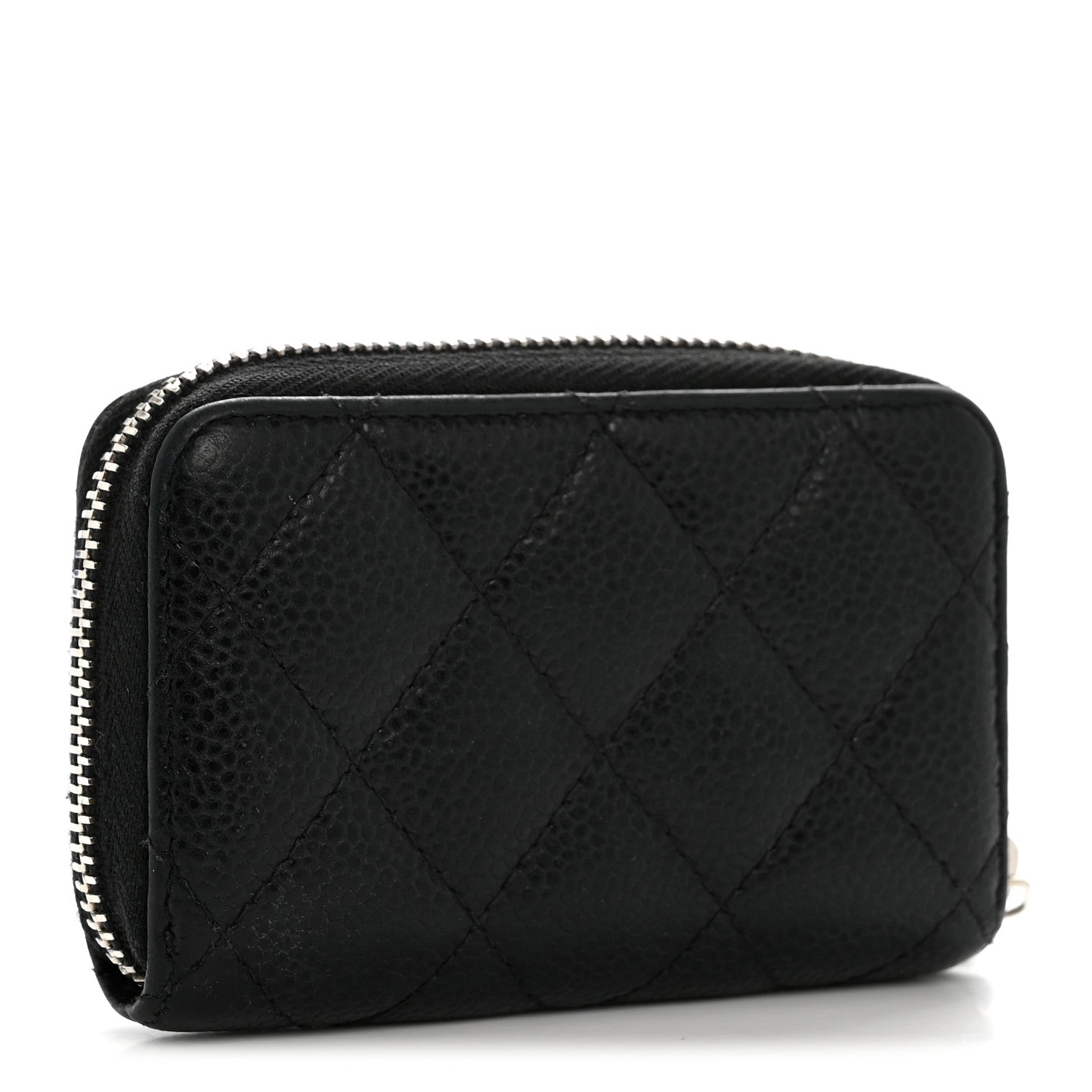 Caviar Quilted Zip Coin Purse Black