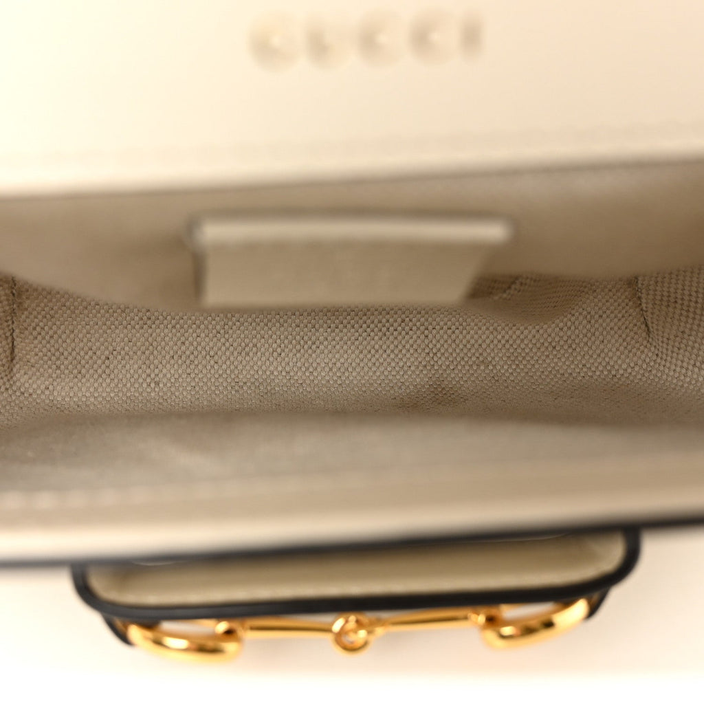 Gucci Azalea Calfskin Web Mini Horsebit 1955 Shoulder Bag Mystic White