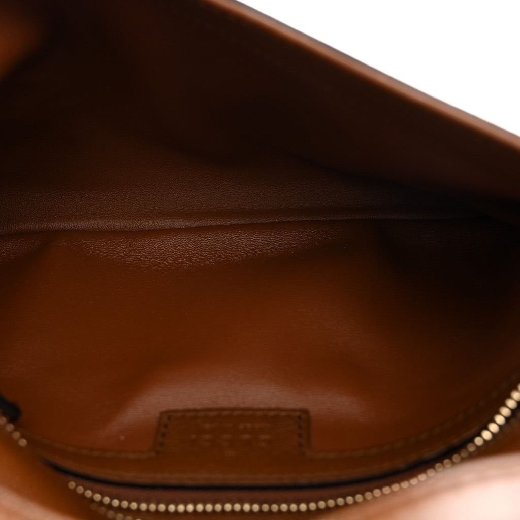 Gucci Roxy Calfskin Blondie Chain Shoulder Flap Bag Blondie Cognac