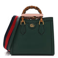 Gucci Textured Dollar Calfskin Web Small Diana Tote Bag Vintage Green Powder Pink