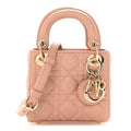 Christian Dior Lambskin Cannage Micro Lady Dior Rose Des Vents