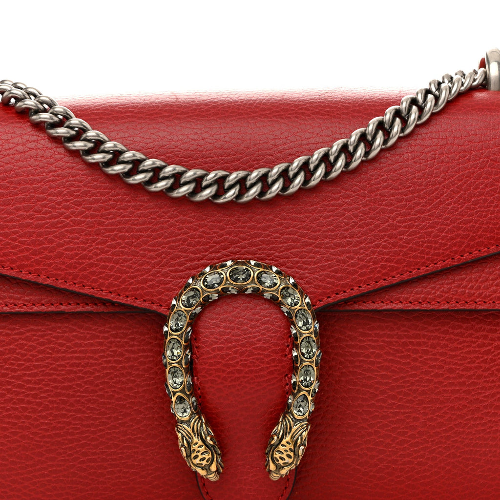 Gucci Dollar Calfskin Swarovski Crystal Small Dionysus Shoulder Bag Hibiscus Red