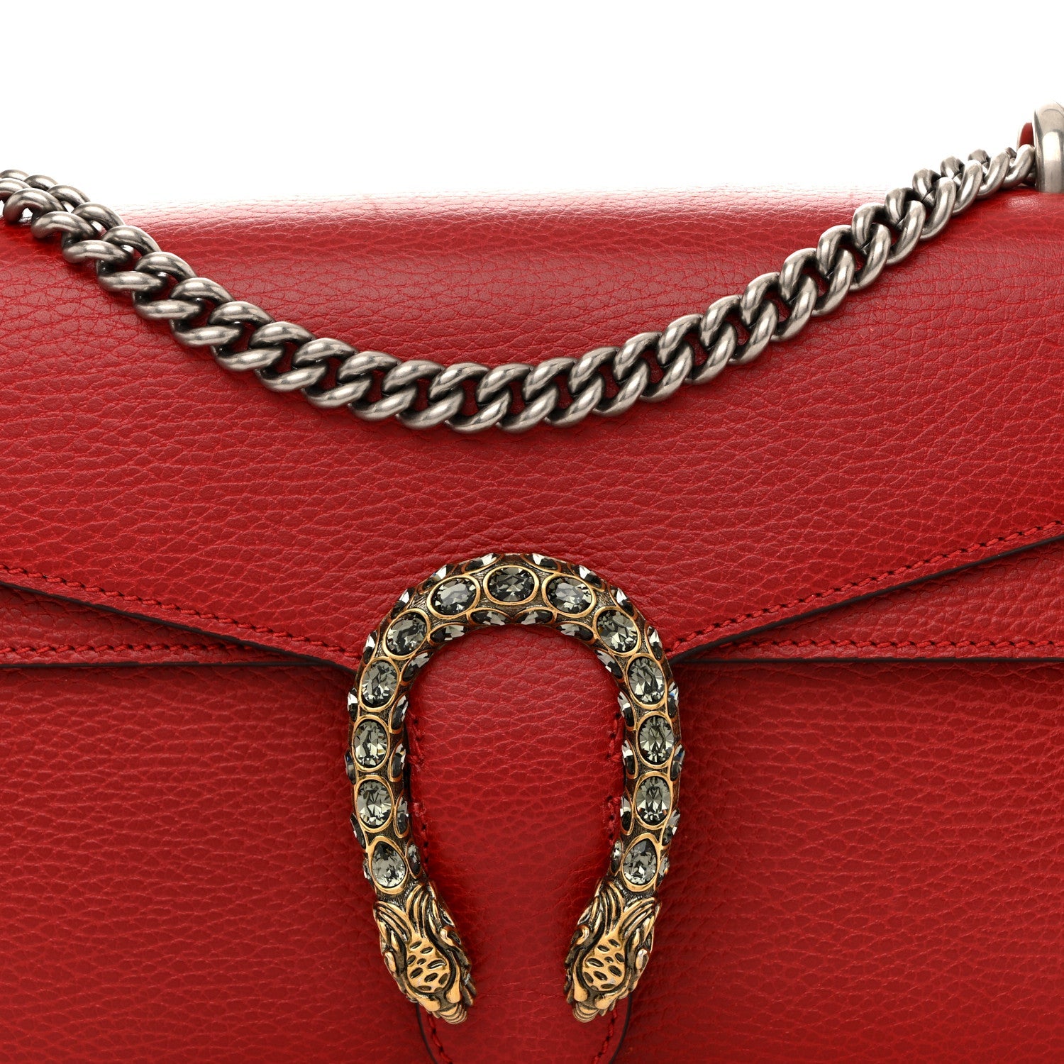Gucci Dollar Calfskin Swarovski Crystal Small Dionysus Shoulder Bag Hibiscus Red
