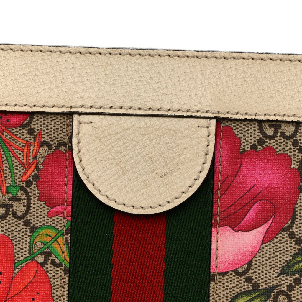 Gucci GG Supreme Monogram Flora Web Small Ophidia Chain Shoulder Bag White