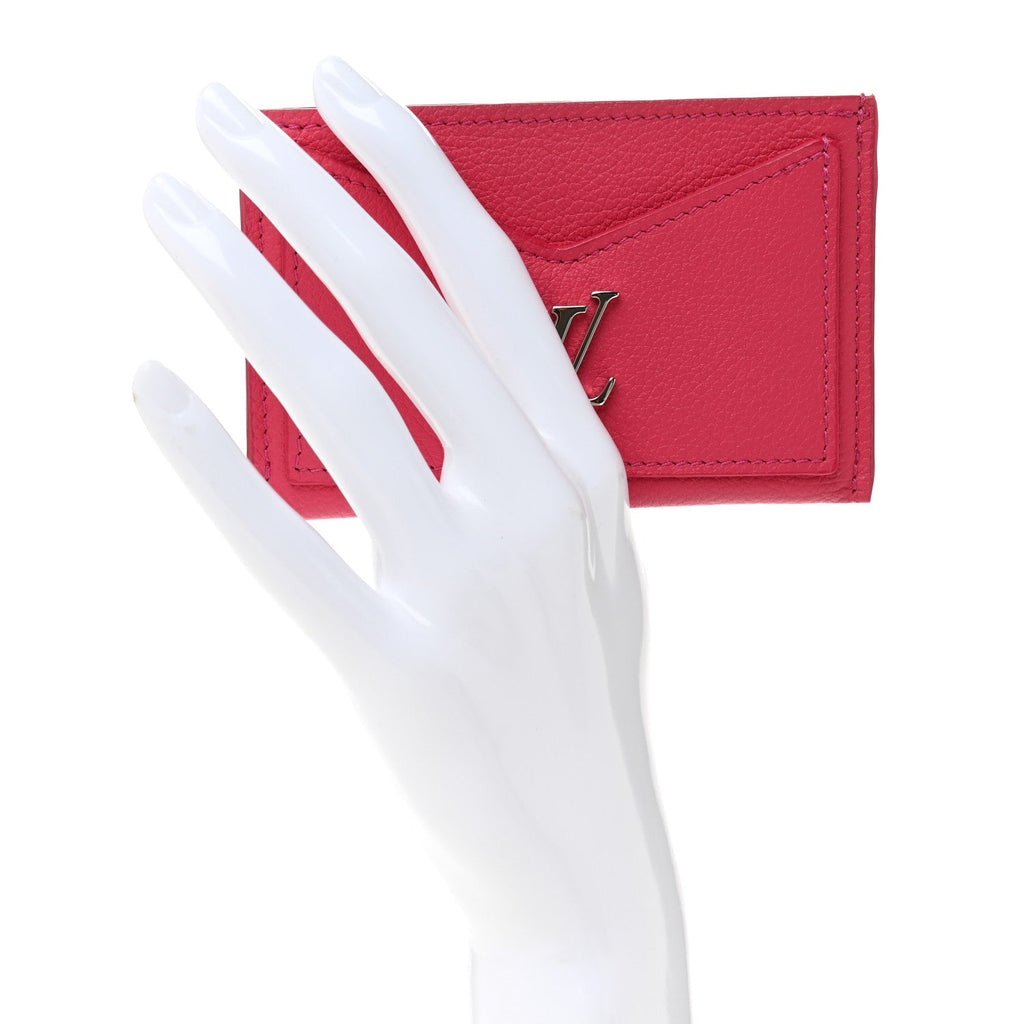 Louis Vuitton Calfskin Lockme Card Holder Hot Pink