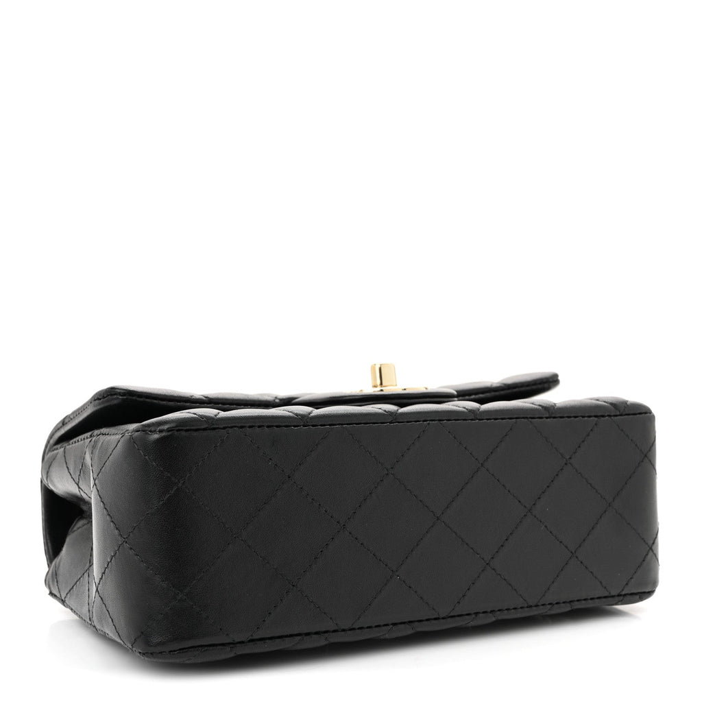 Chanel Lambskin Quilted Mini Rectangular Flap Black