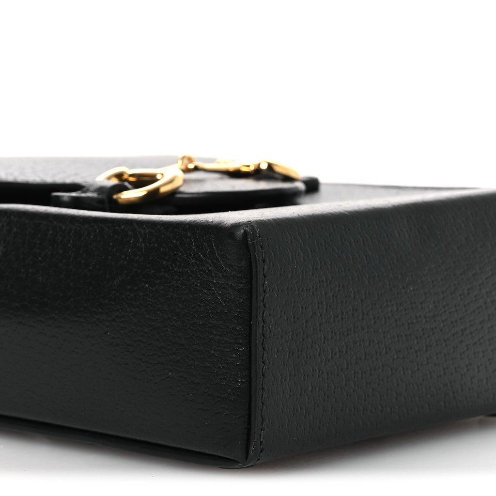 Gucci Dollar Calfskin Vertical Horsebit 1955 Crossbody Bag Black
