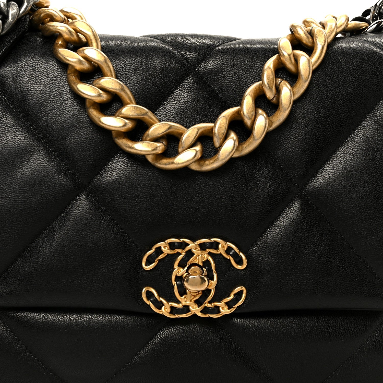 Chanel Goatskin Quilted Large Chanel 19 Flap Black