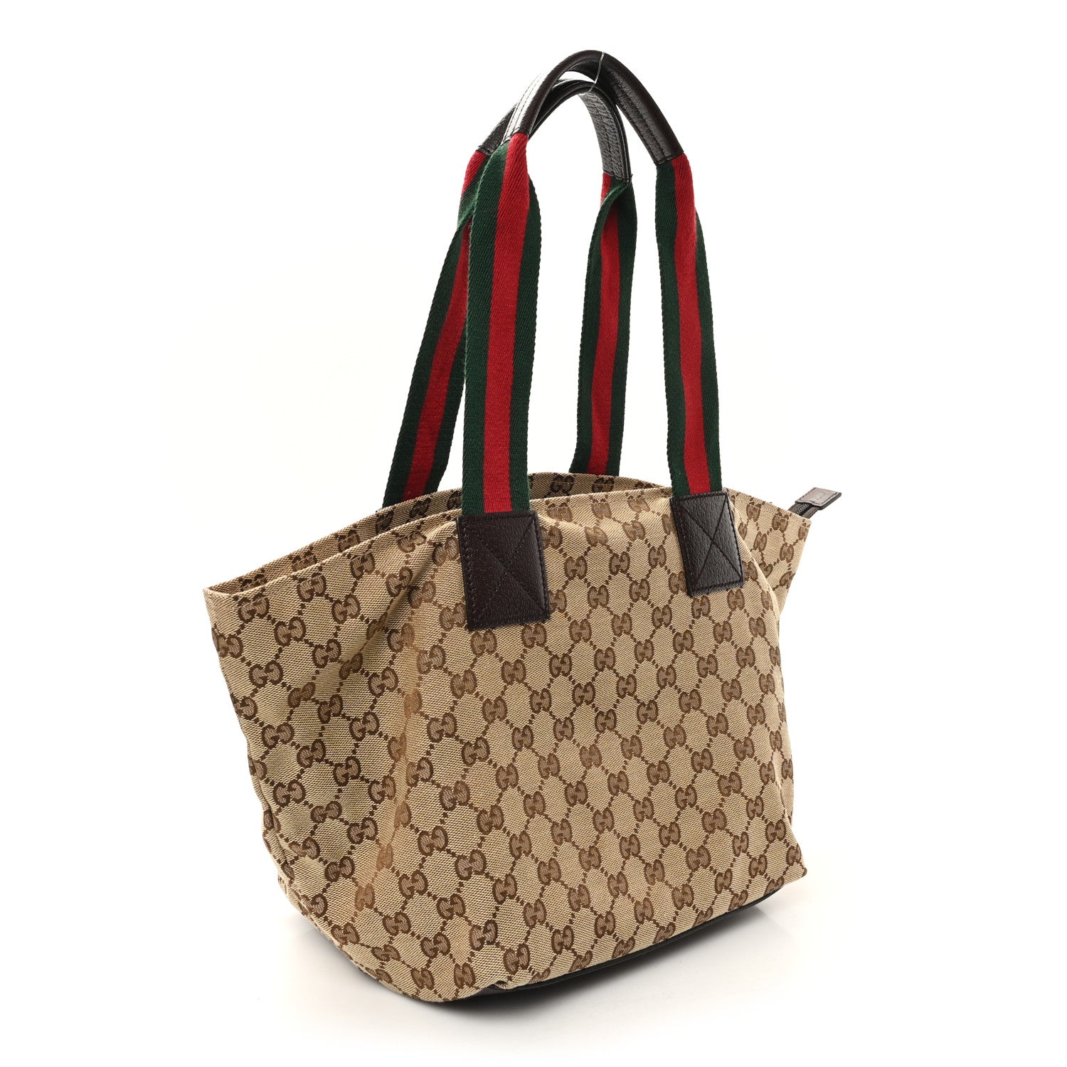 Gucci GG Monogram Medium Web Handle Bucket Tote Dark Brown