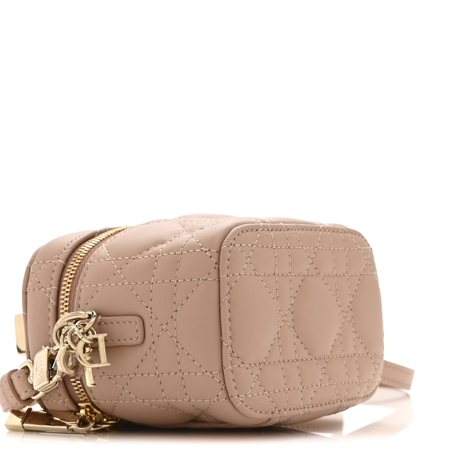 Christian Dior Lambskin Cannage Micro Lady Dior Vanity Case Rose Des Vents