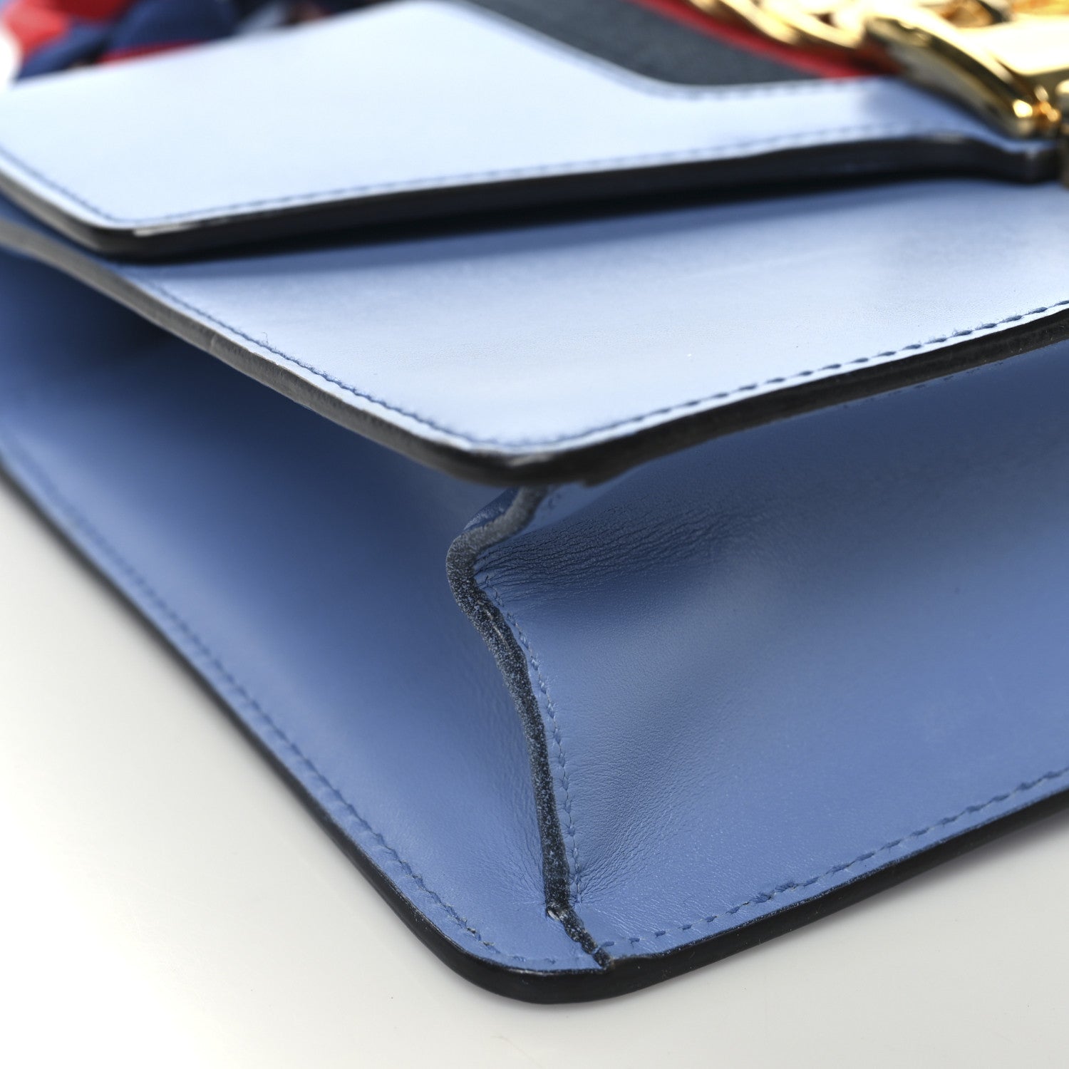 Gucci Calfskin Small Sylvie Shoulder Bag Clear Sky Blue
