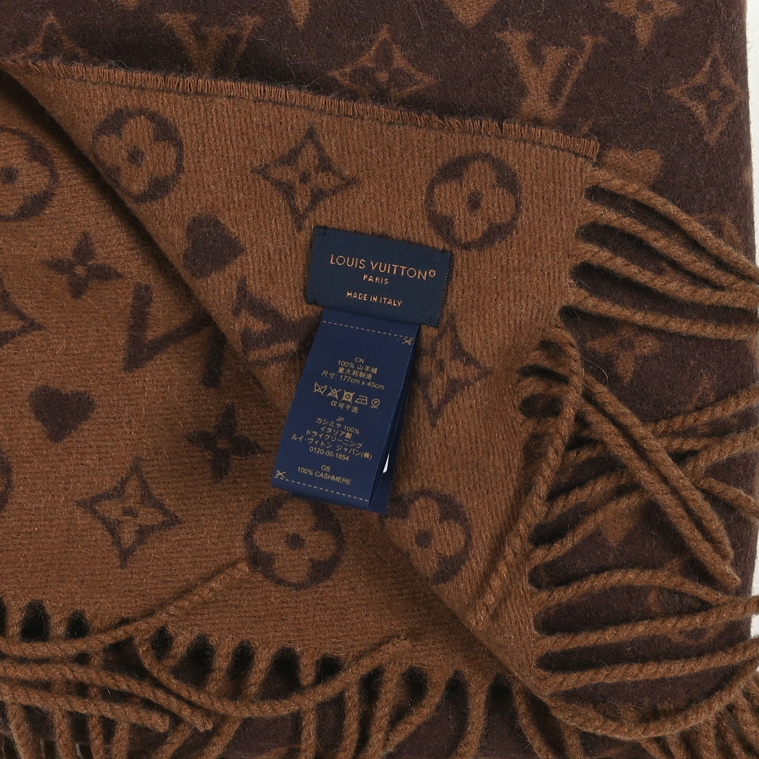 Louis Vuitton Cashmere Monogram Game On Scarf Brown