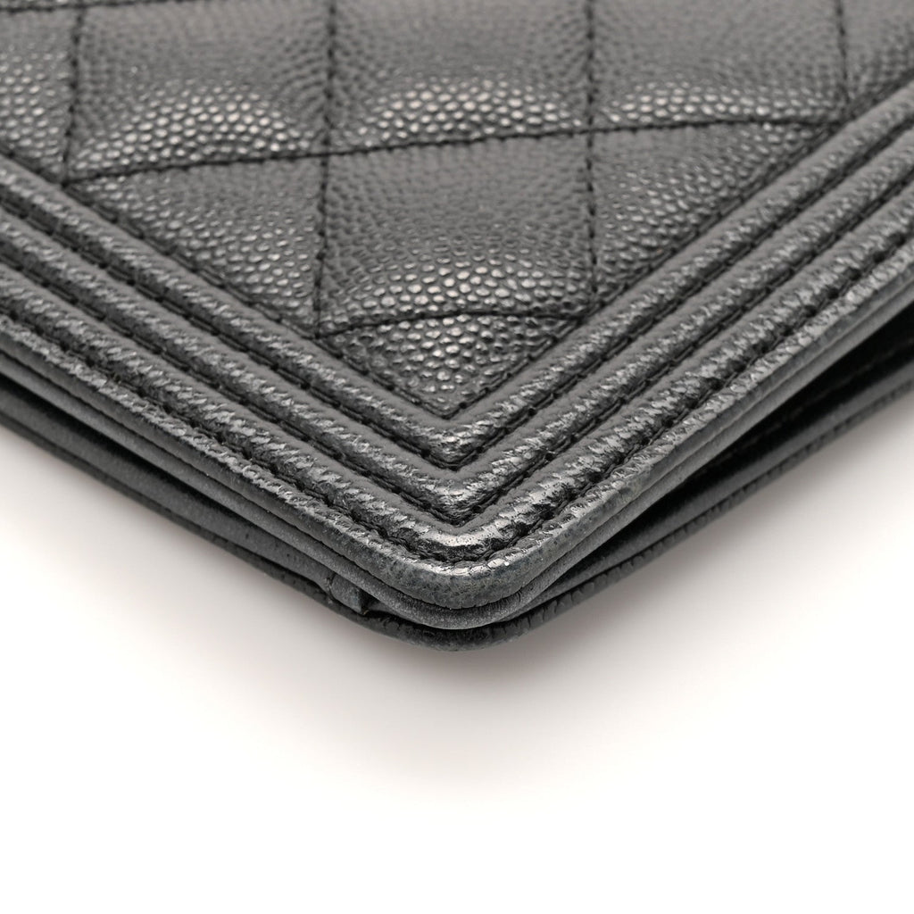 Caviar Quilted Boy Yen Wallet Black