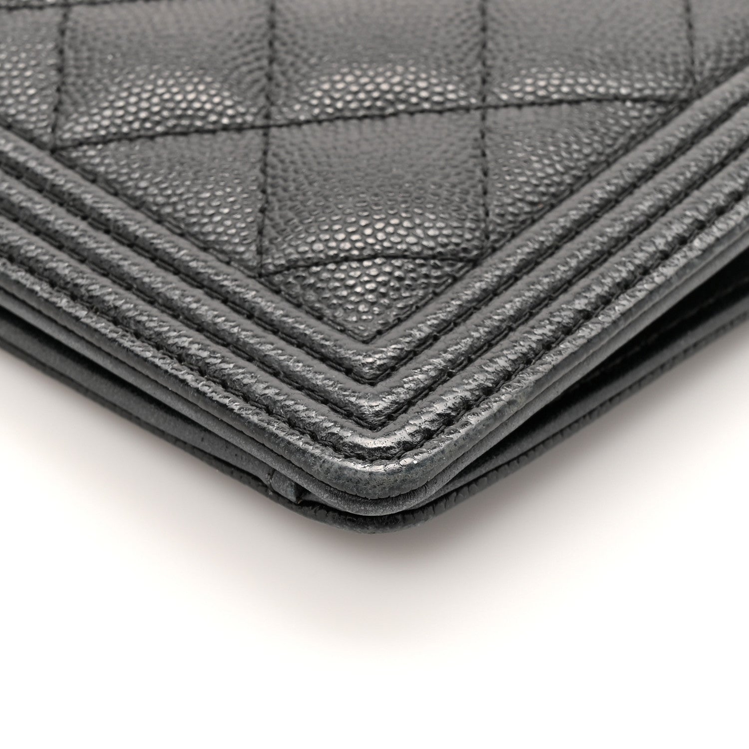 Caviar Quilted Boy Yen Wallet Black
