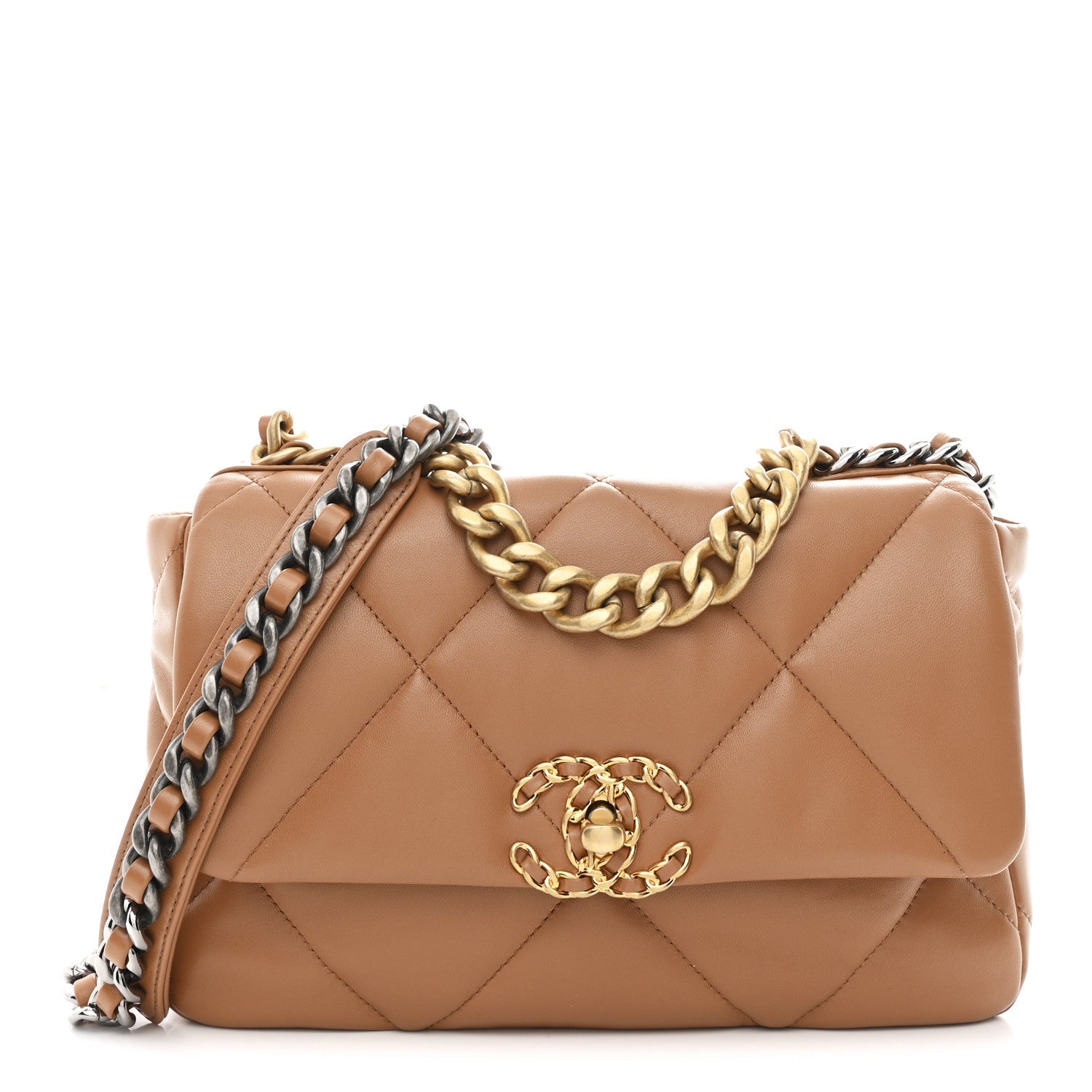 Chanel Lambskin Quilted Medium Chanel 19 Flap Brown