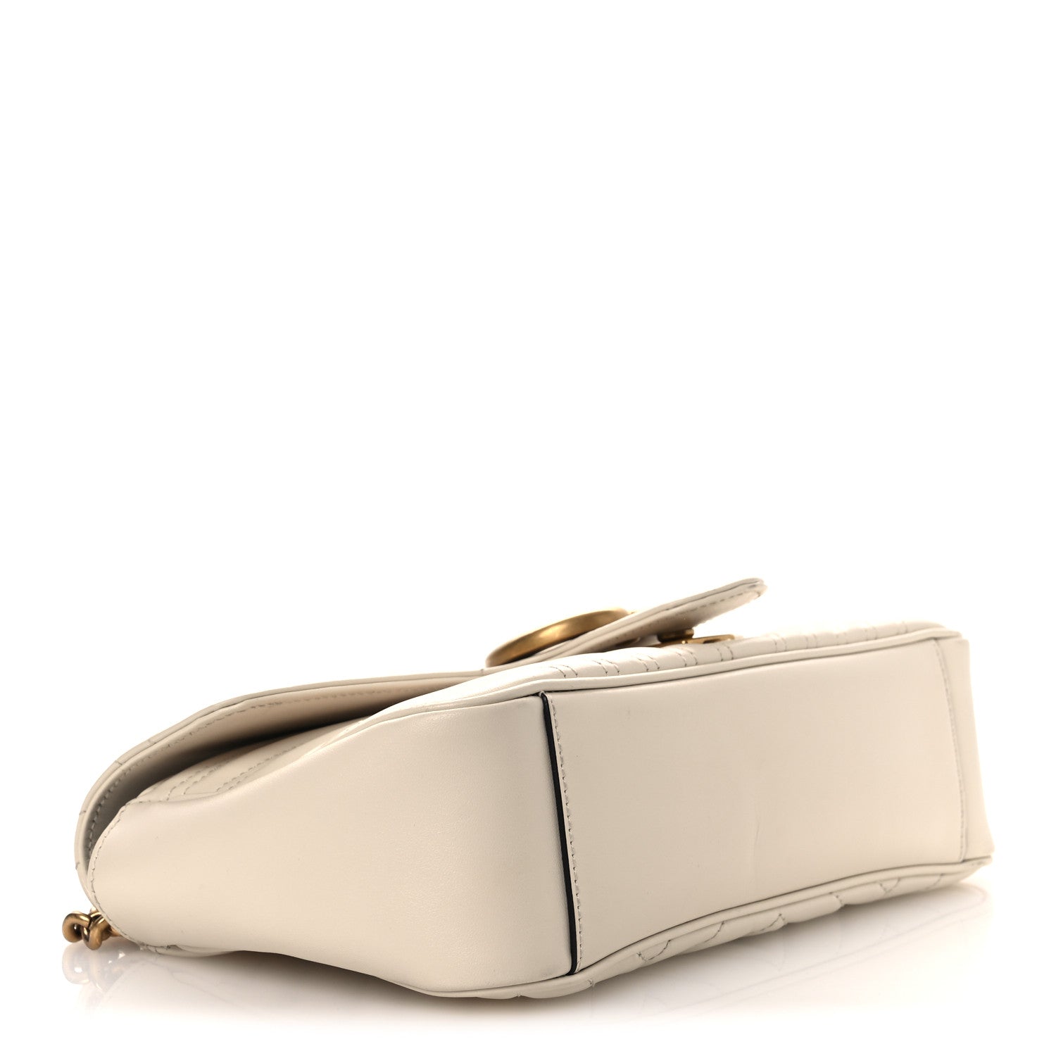 Gucci Calfskin Matelasse Small GG Marmont Shoulder Bag White