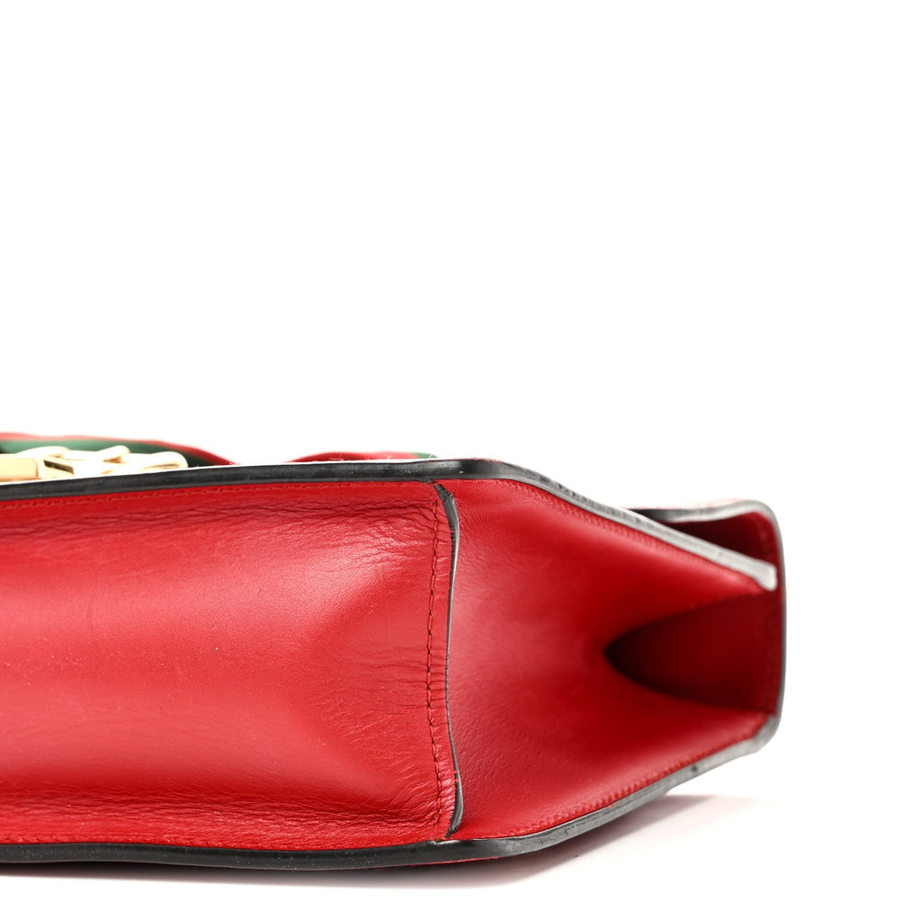 Gucci Calfskin Small Sylvie Shoulder Bag Hibiscus Red