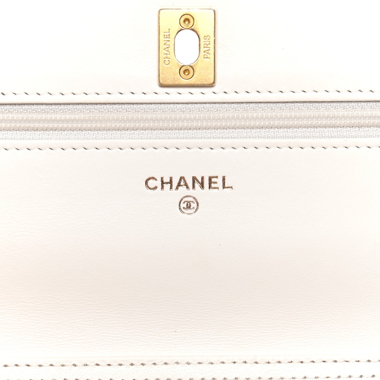 Chanel Lambskin Quilted CC Pearl Crush Wallet on Chain WOC White