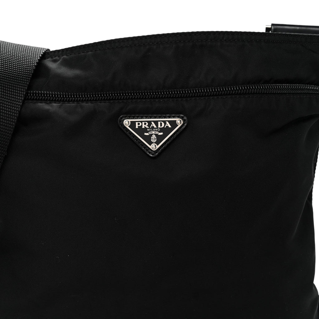 Prada Nylon Vela Flat Messenger Bag Black