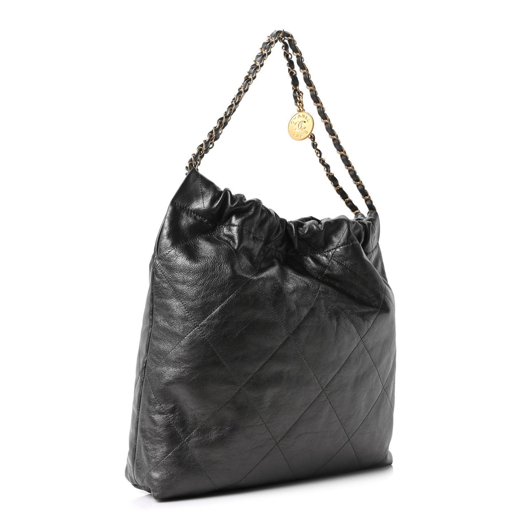Chanel Shiny Calfskin Quilted Chanel 22 Dark Grey
