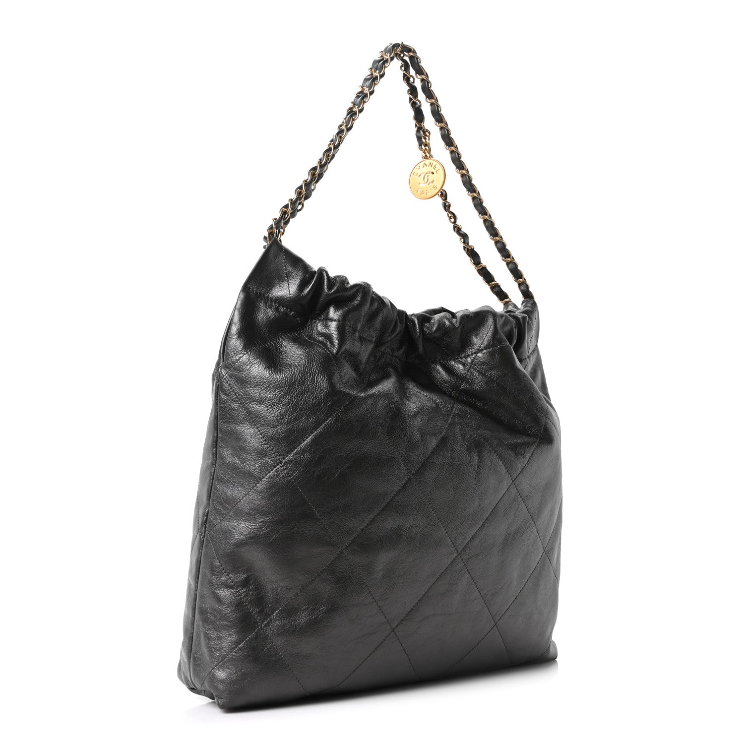 Chanel Shiny Calfskin Quilted Chanel 22 Dark Grey