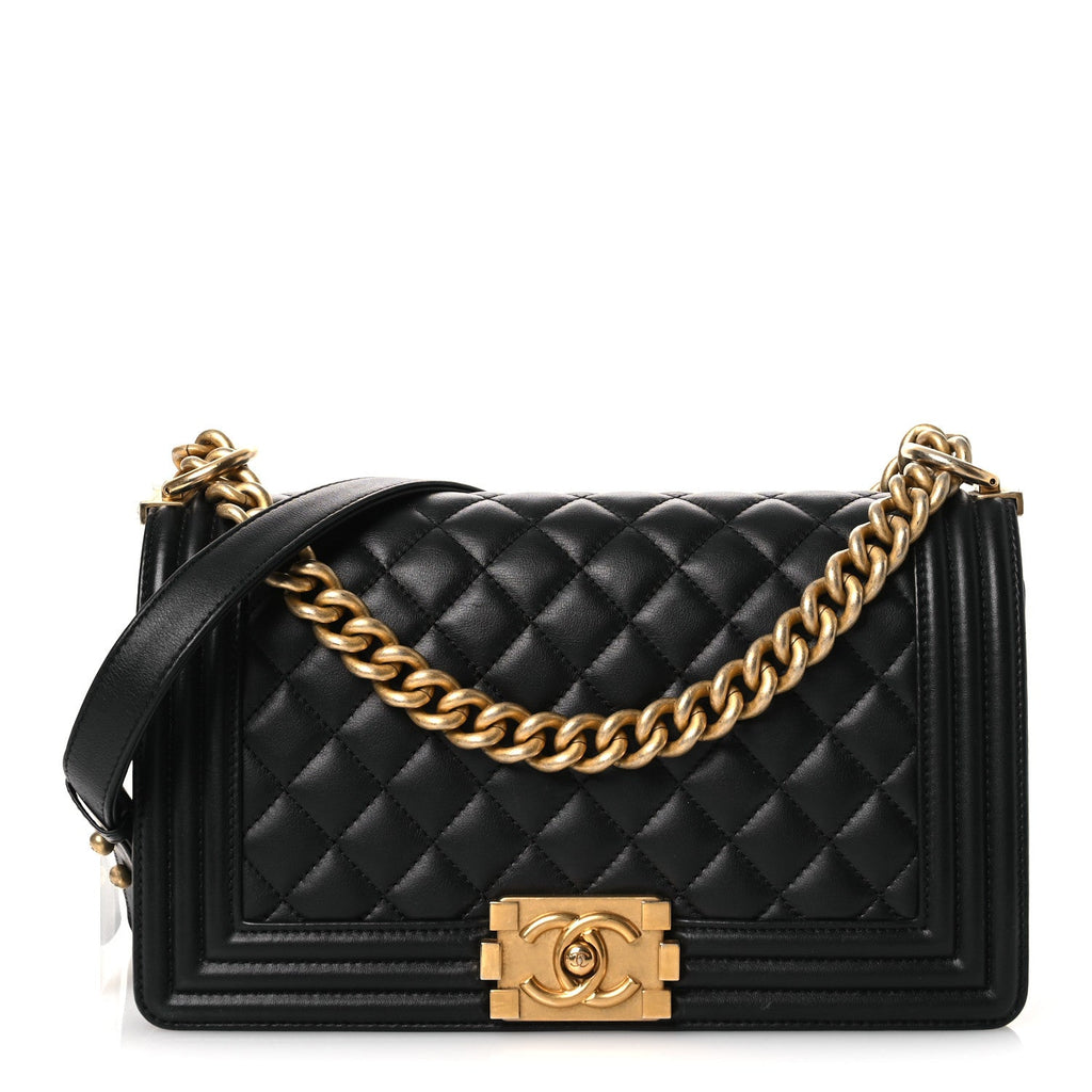 Chanel Lambskin Quilted Medium Boy Flap Black